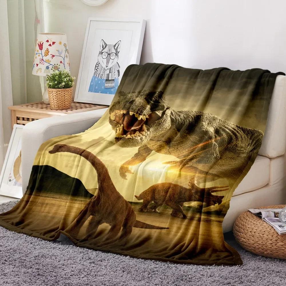 Cartoon Dinosaur Throw Blanket Soft Flannel Blanket for Chair Travelling Camping Kids Adults Bed Couch Cover Winter Queen King