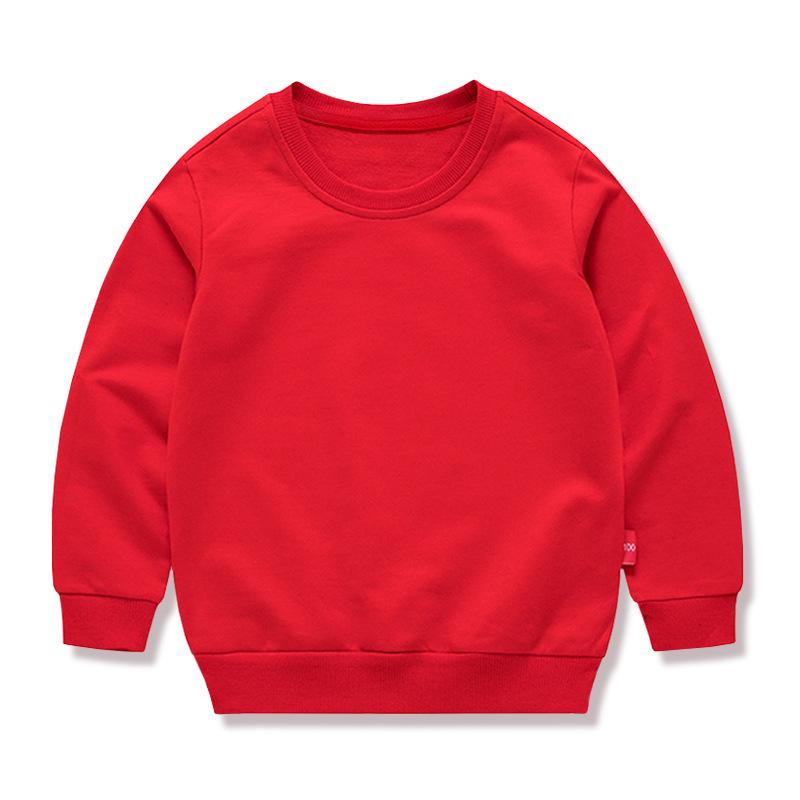 Children's Spring Collection Korean-Style Solid Color Hoodie - Trendy Long Sleeve Round Neck for Boys & Girls