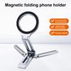 Magnetic Phone Stand Aluminum Alloy Desk Holder for Cell Phone Video Recording Travel Portable Foldable Tripod Adjustable Angle Phone Mount
