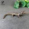 Vintage Copper Crocodile Figurine Incense Holder Classical Miniature Copperware Bronze Animal Statue Ornament Desk Decor Tea Pet