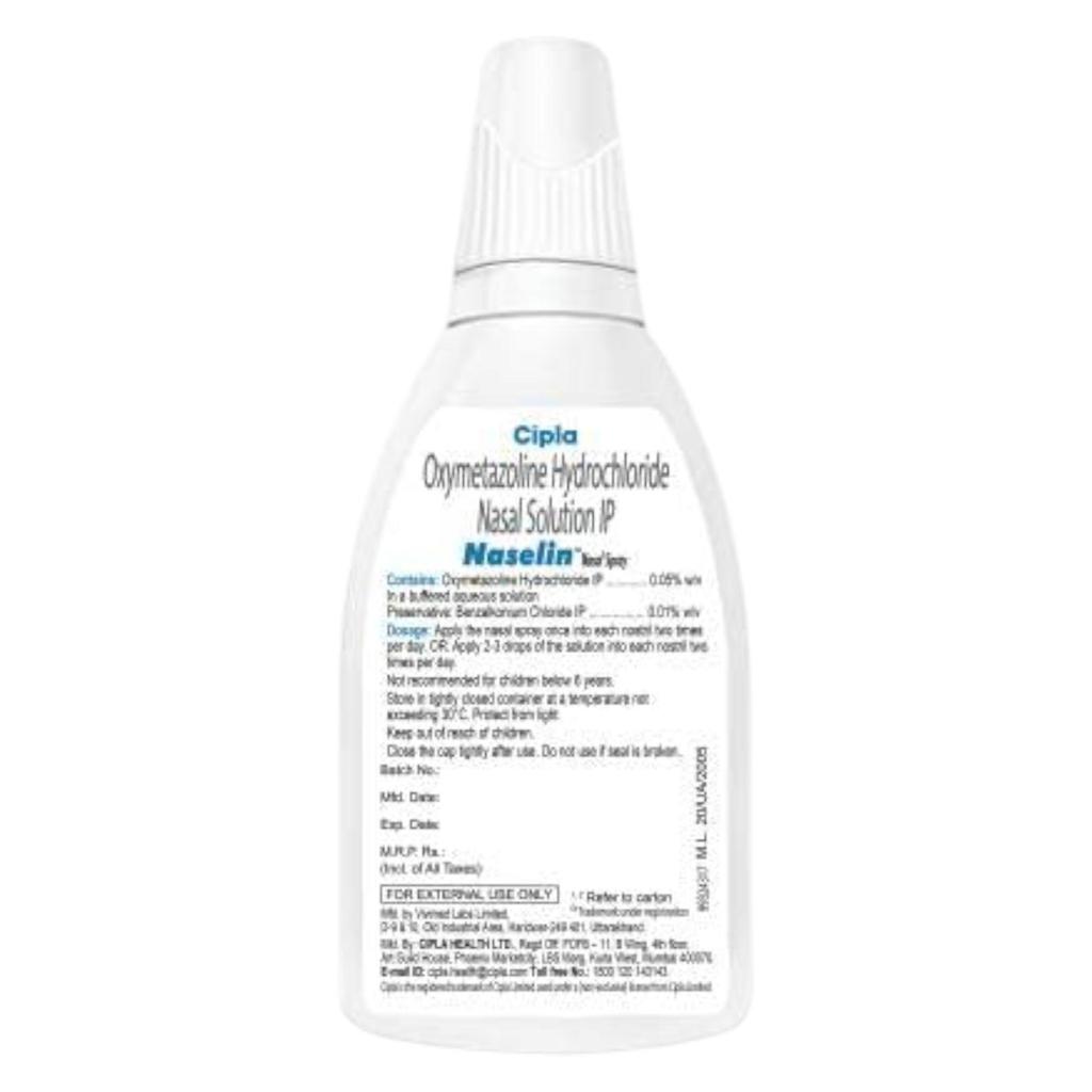 Cipla Naselin Nasal Spray 10 Ml Pack of 4 Quick Relief from Blocked Nose and Congestion for Better Sleep