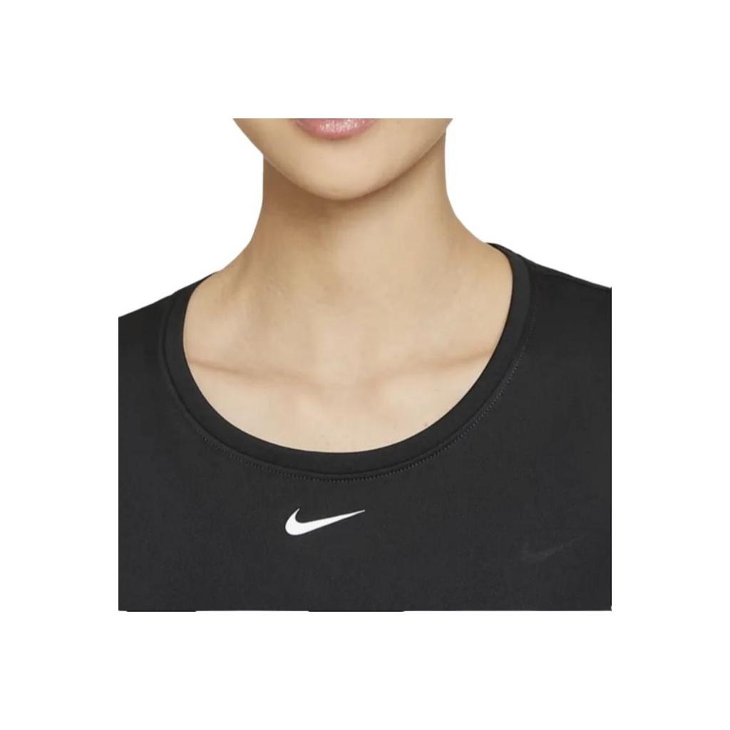 Nike Dri-FIT One Solid Logo Crew Neck Short Sleeve T-Shirt Women Tops Black DD0639-010
