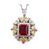 New S925 Silver Blood Red 10 * 12 Rectangular Pagoda Necklace Pendant for Women Luxury Fashion Jewelry