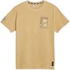 Franchise Cartoon Letter Print Breathable Round Neck Pullover Short Sleeve T-Shirt Men Tops Brown 622028-01