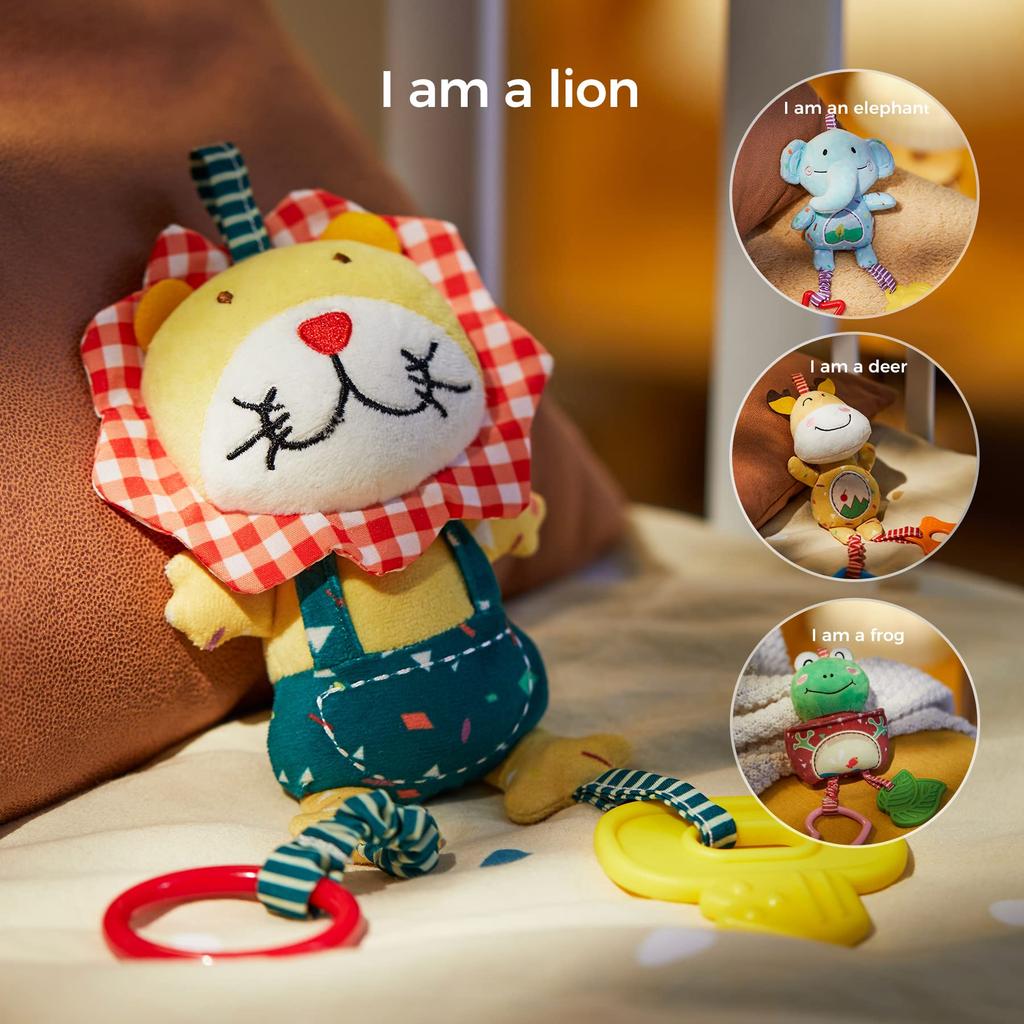 TUMAMA Baby Toys for Months Handbell Baby Rattle Soft Plush Early Development Stroller Toys Infant Newborn Birthday Gift 4 Pack 0/3/6/9/12