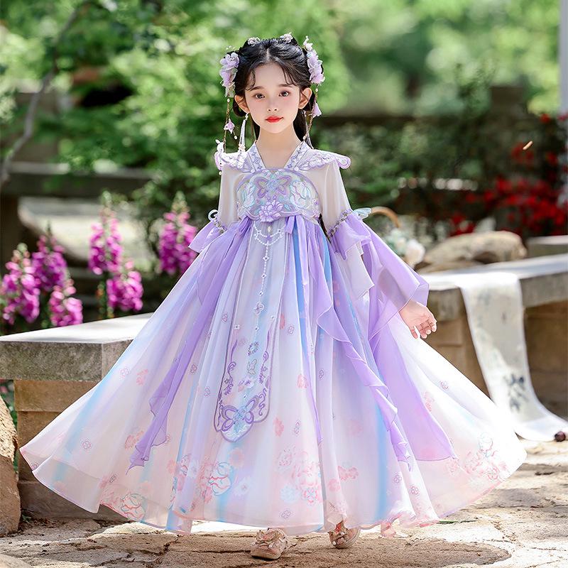 2026 Girls Summer Hanfu Dress: Chinese Style Tang Suit Ruqun 110 cm