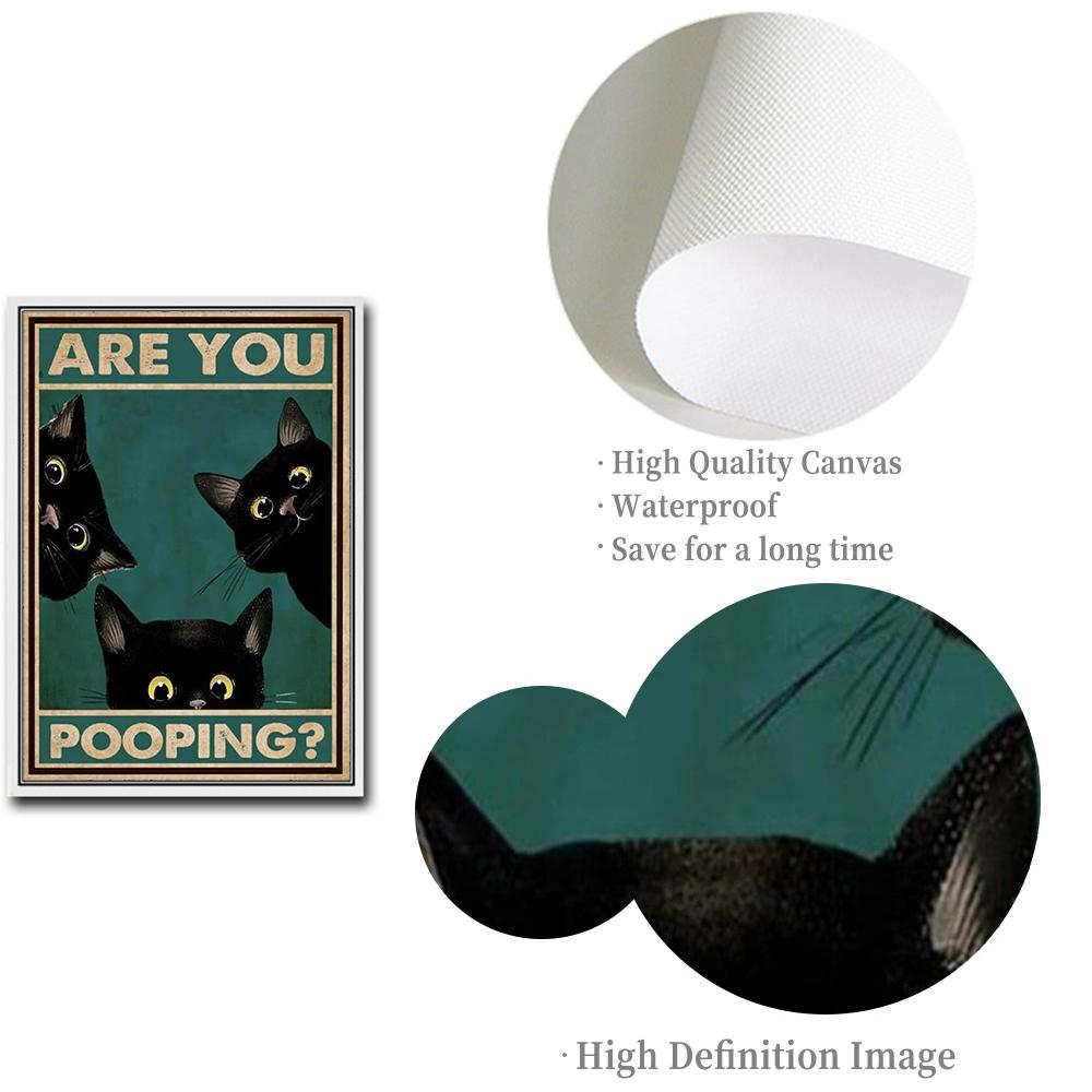 Are You Pooping Poster Black Cat Vintage Prints Cat Lover Funny Bathroom Toilet Decor Canvas Painting Wall Pictures