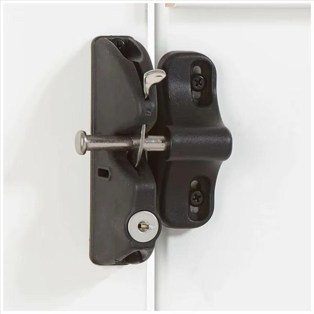 Black Color Outdoor Door Lock Nylon Material Spring Loaded Self-Locking Door Kit 2 Sided Locking Durable Non-rusting