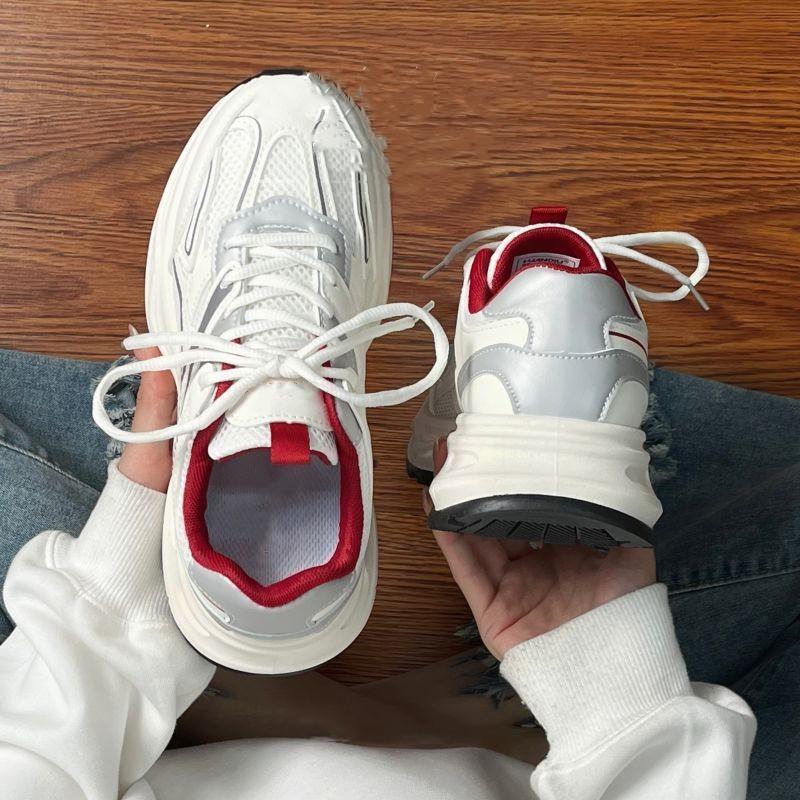 Super soft Ankara red versatile sports shoes women's autumn light and comfortable casual shoes wear-resistant dad shoes