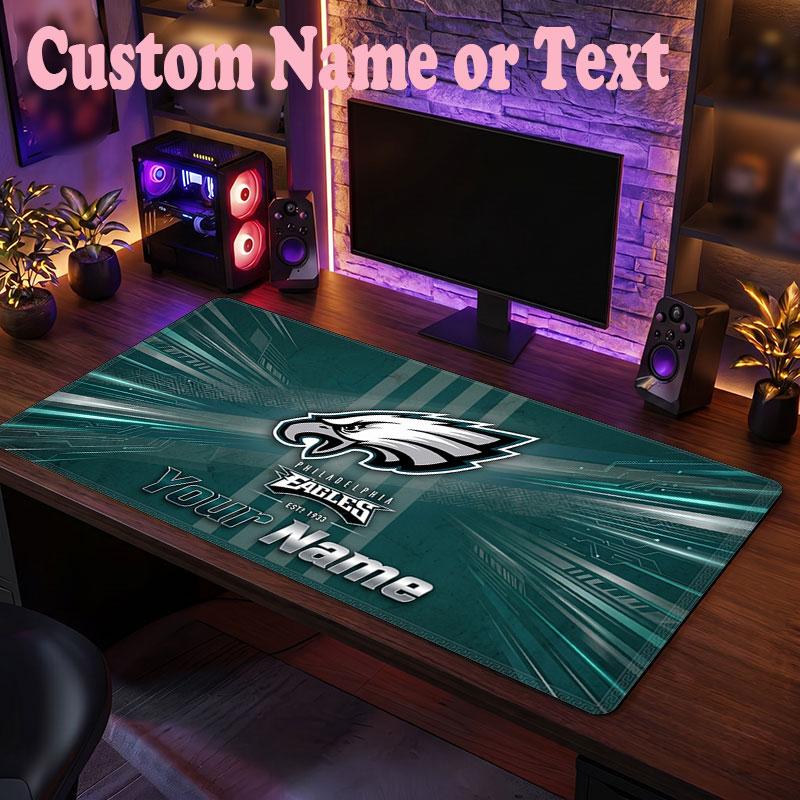 Philadelphia Eagles Benutzerdefinierter Name Text Mauspads, Große Schreibtisch-Mausmatte Personalisierte Home-Office-Geschenk