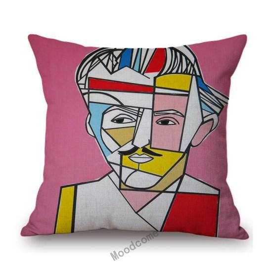 Modern Abstract Art Geomtric Lines Red Blue Yellow Piet Mondrian Oil Painting Home Decorative Pillow Case Linen Cushion Cover