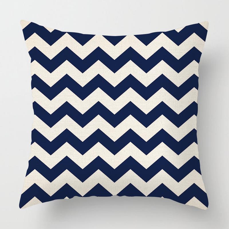 Geometrický tmavě modrý pruhovaný tištěný vzor povlak na polštář pro domácí obývací pokoj pohovka ložnice dekorace hodit polštář povlak na polštář