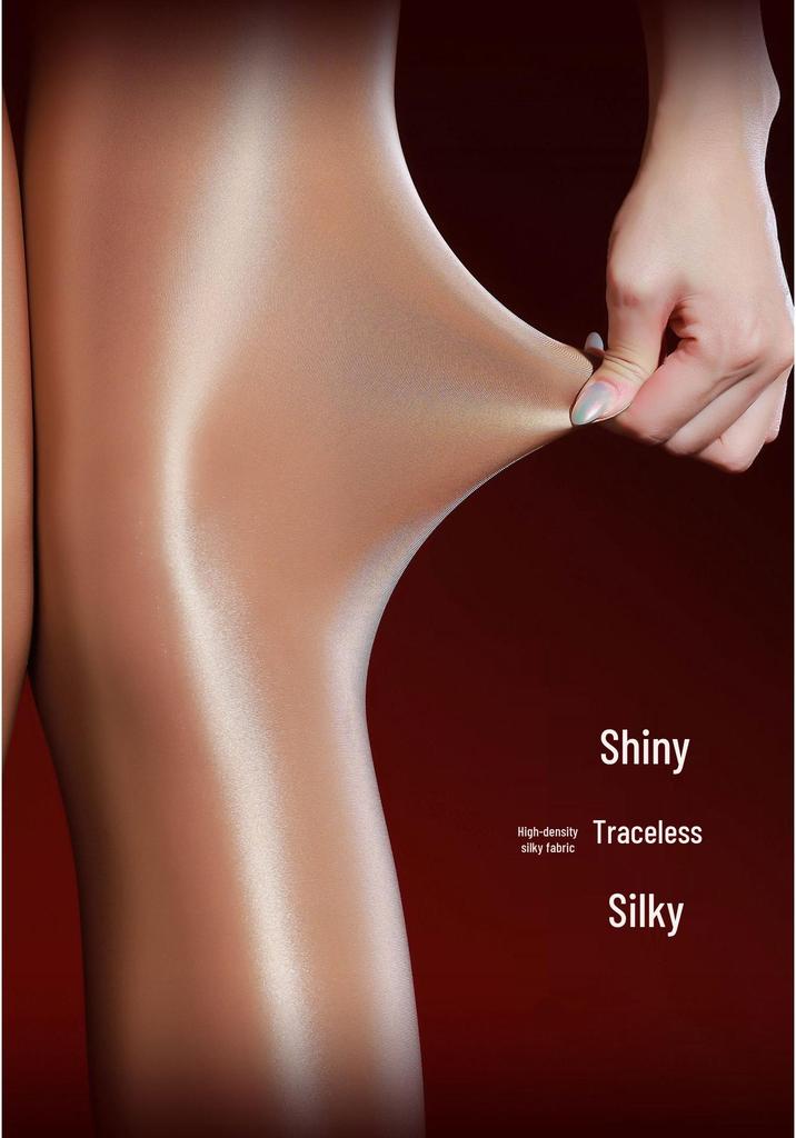 Toffee Bird Cage Sheer Sensual Silky No-Removal Oil-Shine Pantyhose Base Layer Pants