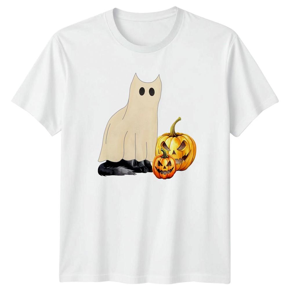 Süße Geisterkatze und gruseliges T-Shirt Geisterkatze Jack O Lantern Halloween Geschenk