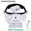USB Rechargeable Jeweler Headband Magnifier Head Loupe Repair Reading Magnifier Microscope