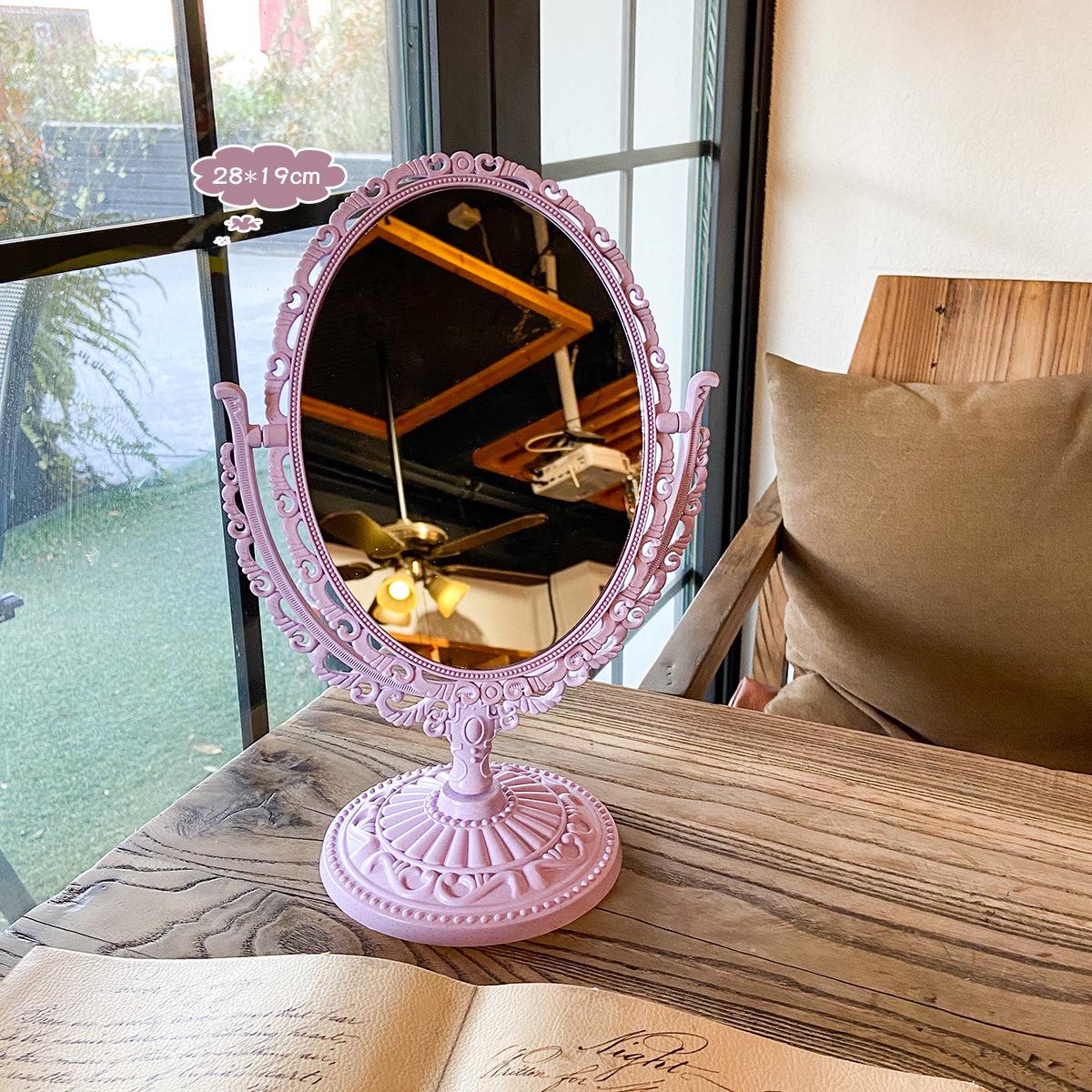

European Retro Heart-Shaped Double-Sided Vanity Mirror for Desk or Bedroom