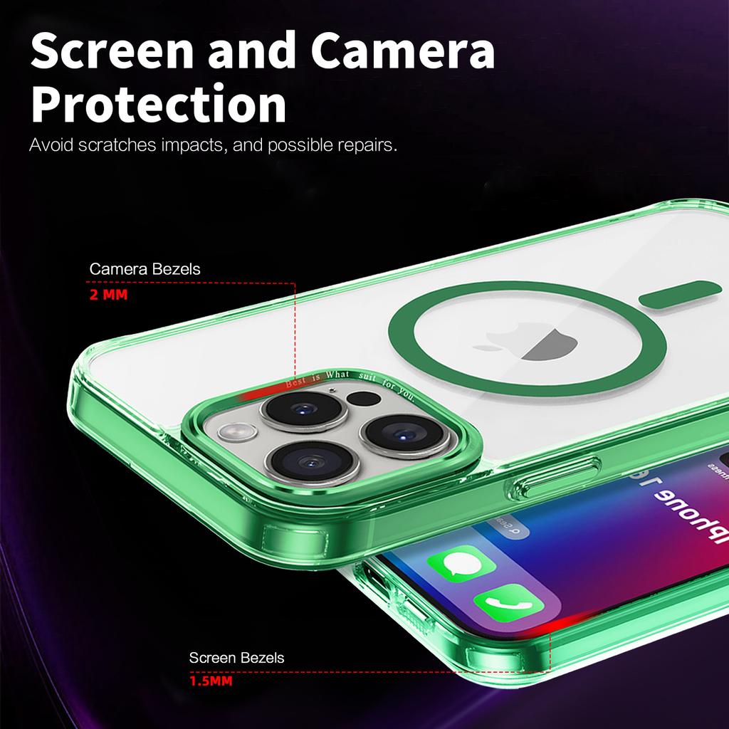 For iPhone 16 Pro Case Compatible with MagSafe TPU+PC Transparent Phone Cover