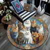 Cats Round Area Rug,Carpet Rug for Living Room Bedroom Sofa Playroom Decor,Non-slip Floor Mat