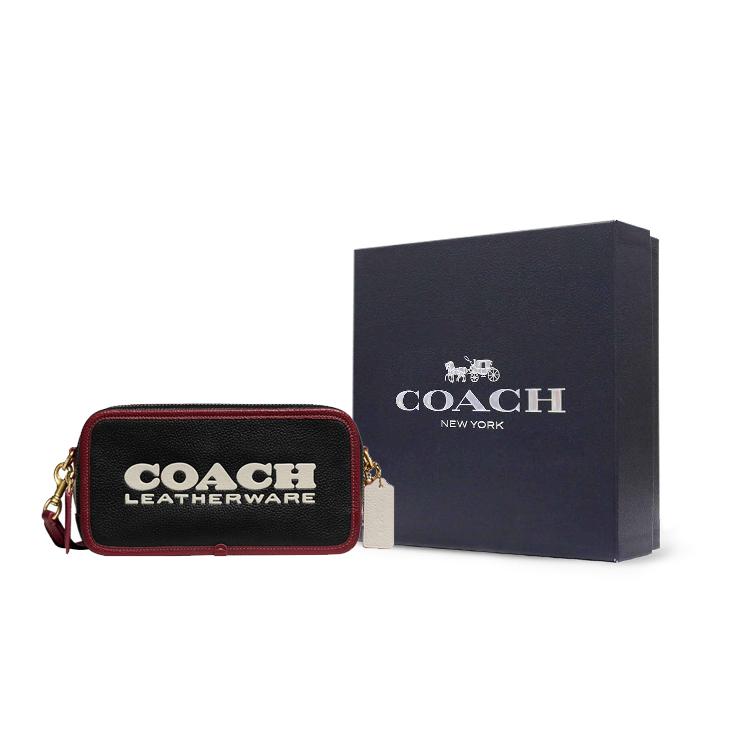 New COACH Kia Natural Pebbled Leather Camera Bag, Shoulder Bag, Crossbody Bag Women's Black CE735-B4M2