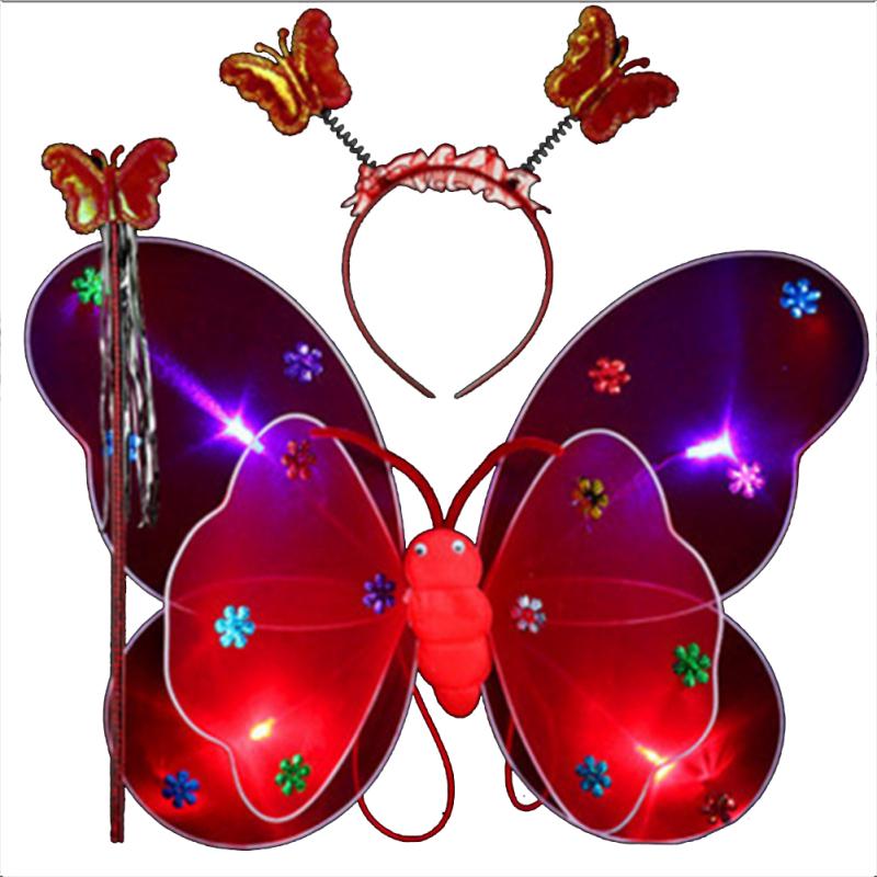 3pcs/set Children Butterfly Wings Costume Props Gauze Wings Skirt Suit