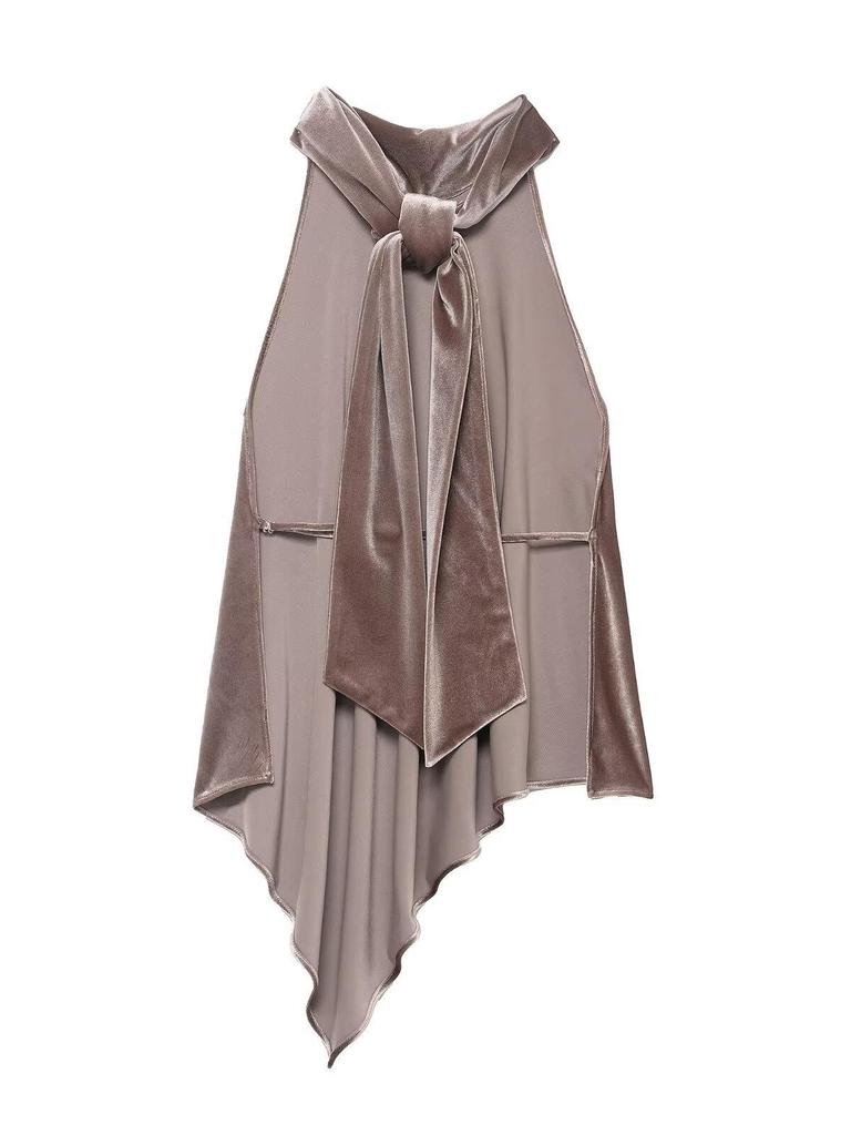 ZA Women's Asymmetrical Halter Neck Sequin Georgette Scarf Top