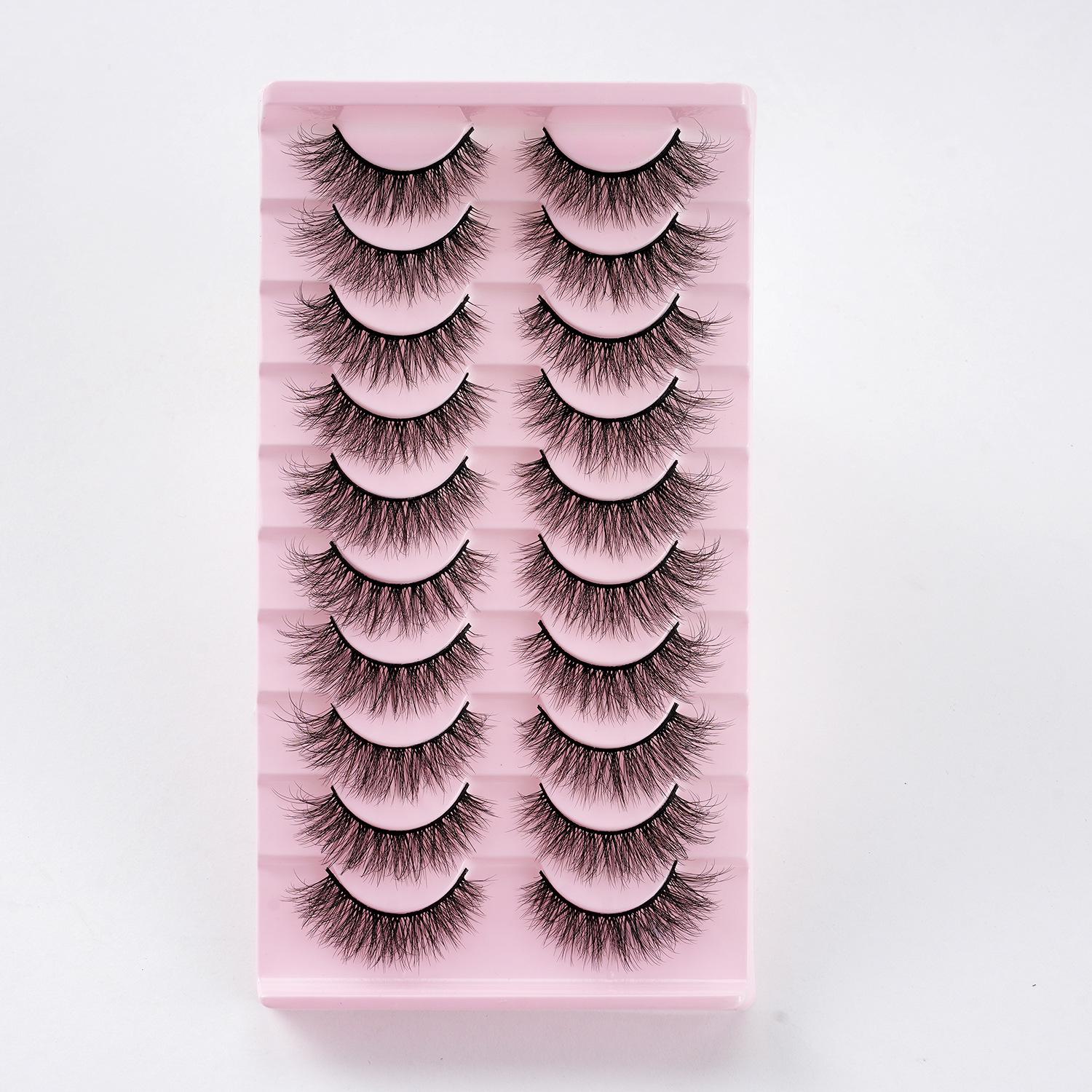 

W55 10 Pairs 3D Synthetic Fiber False Eyelashes - New European & American Style W011 Thick, Curled, Exaggerated Lashes.