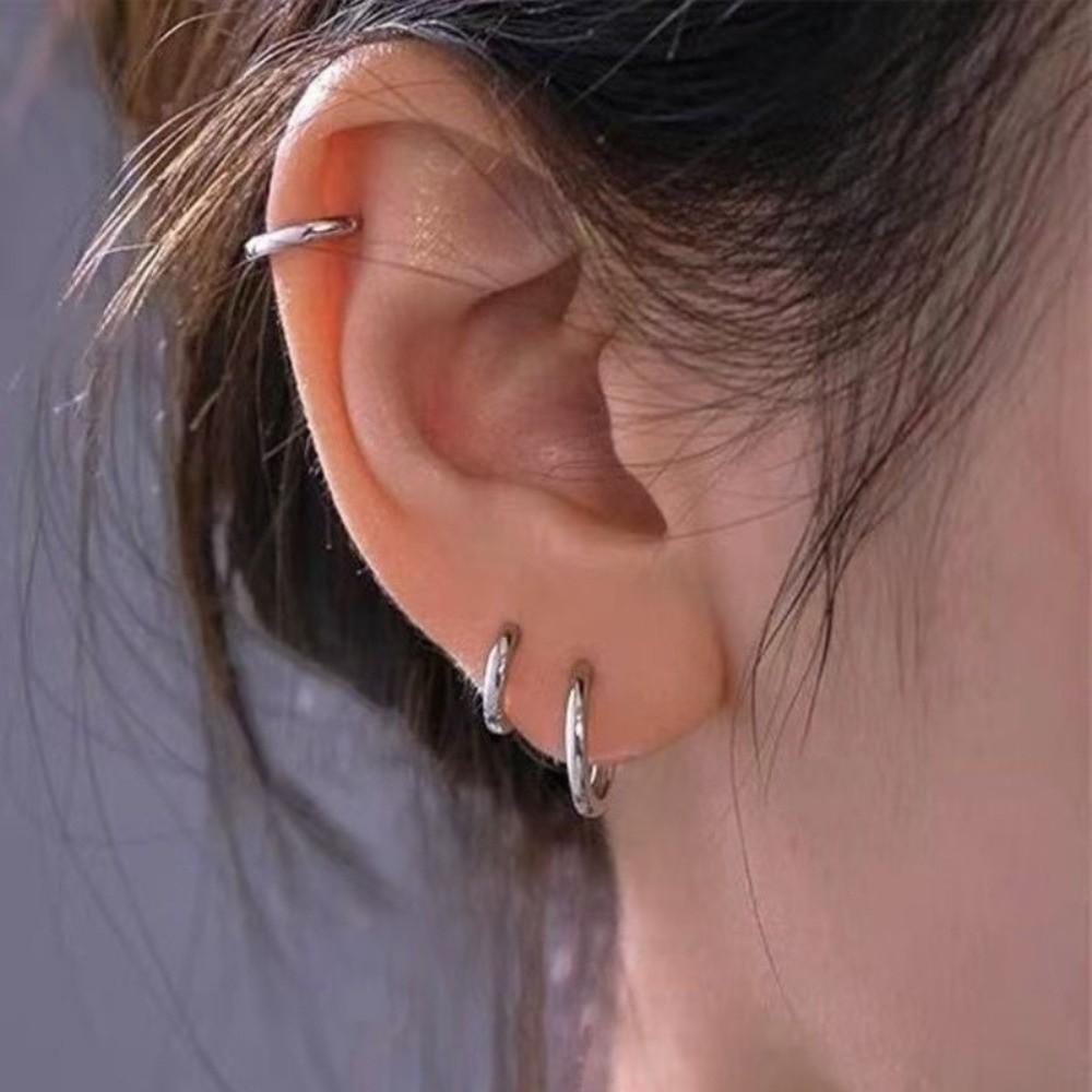 4 pairs Simple Stainless Steel Earrings Minimalist Earrings Set Small Hoop Earrings Party