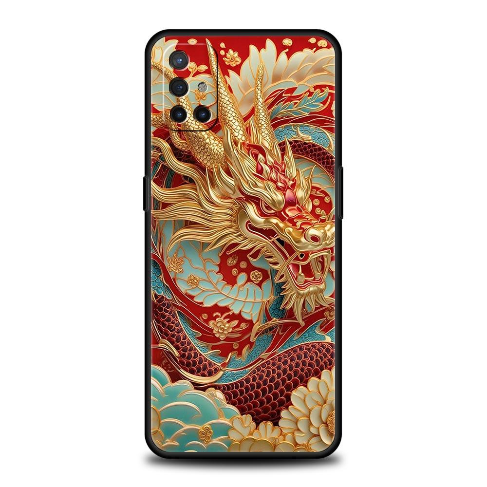 

Chinoiserie Loong Flower Dragon Phone Case For Oneplus 13R 13 12R 11 10T 10R Nord N100 N200 N10 10 9 9R 9RT CE 3 2 Pro Soft TPU OnePlus Nord