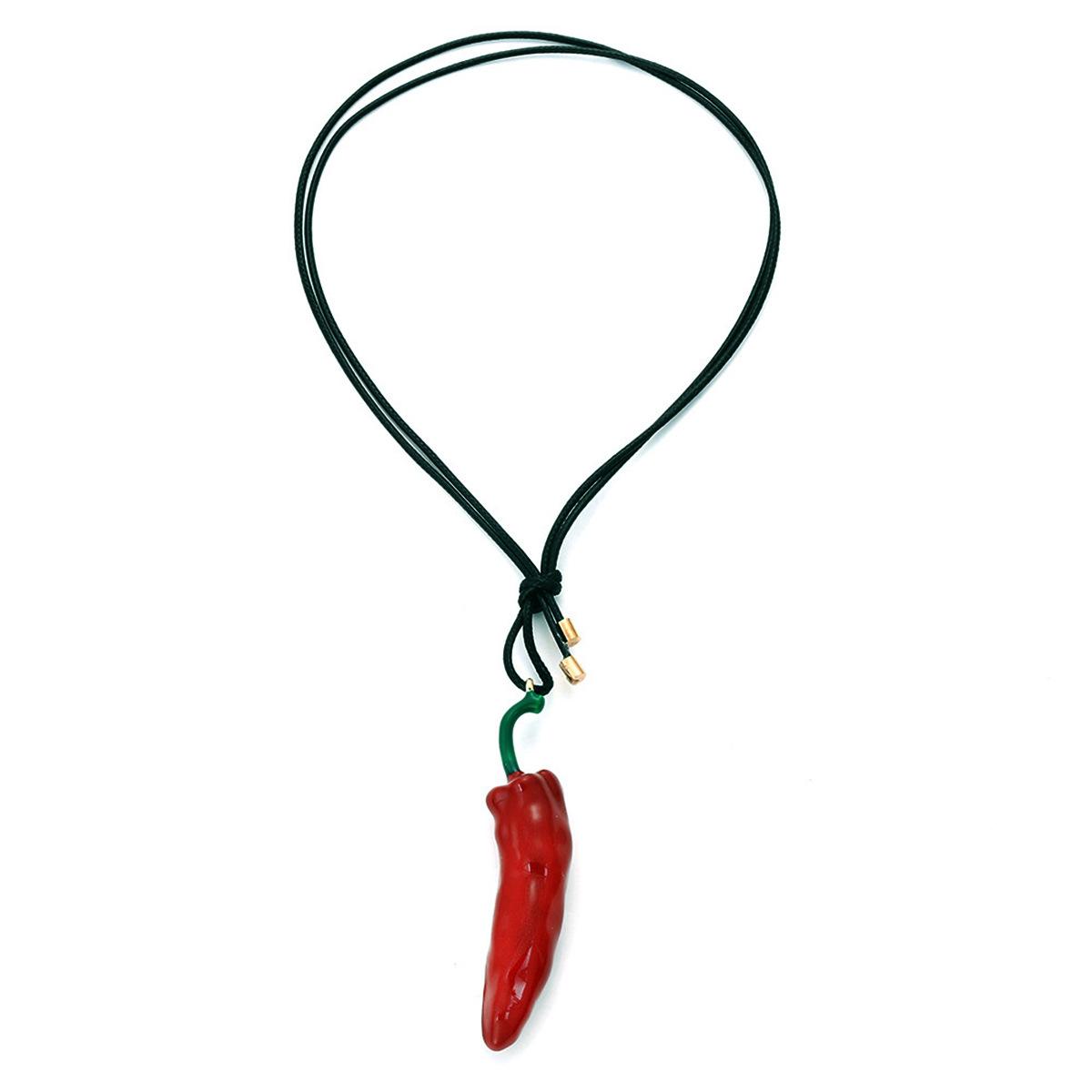

Tooxika Simulated Enamel Vegetable Stacking Necklace Minimalist Design Cute Paprika Pendant Necklace