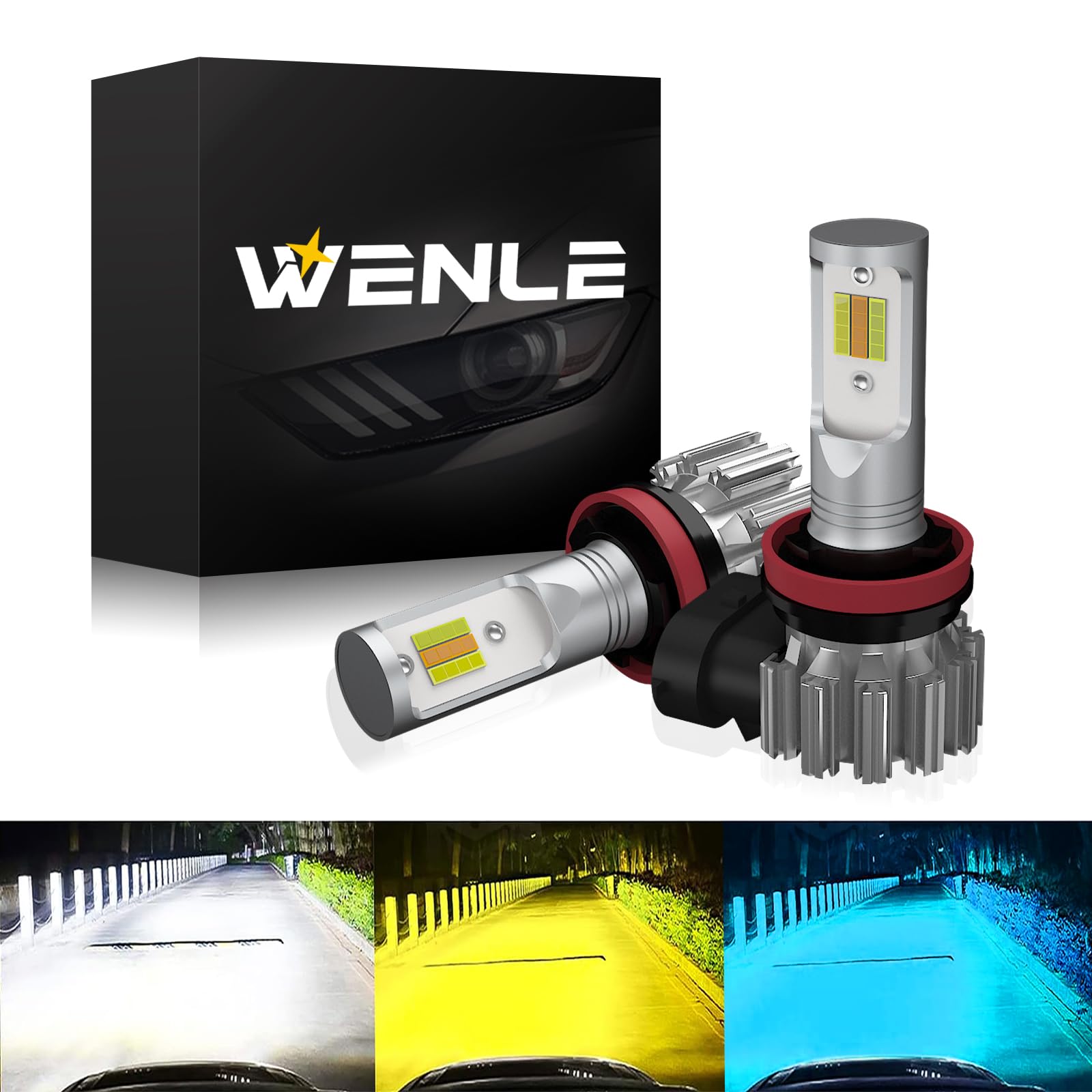 

Новые светодиодные противотуманные фары WENLE, 3-цветные, с переключением для транспортных средств DC12V, высокая яркость, 15000 лм, 40 Вт, регулируемая оптическая ось, интегрированное изменение цвета