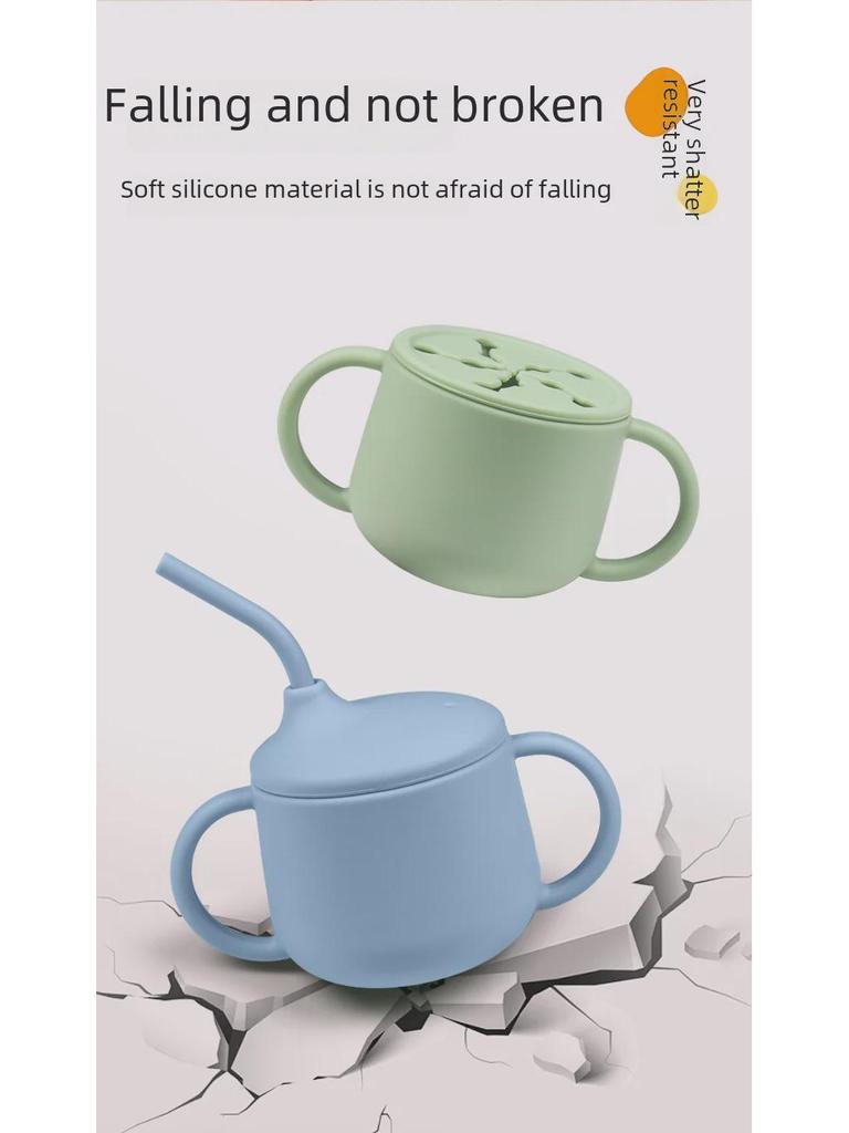 Panda Silikonový tréninkový hrníček pro děti: S brčkem proti pádu