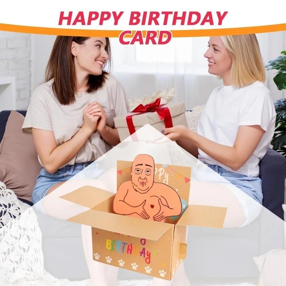 Novelty 3D Birthday Greeting Card Humorous Character Invitation Card Whimsical Card  Kids Birthday