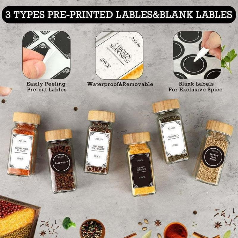 120ml Acacia Wood & Glass Seasoning Jars - 4oz, Square, Set of 24 for Pepper & Spices