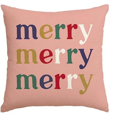 Merry Christmas Nutcracker Pink Throw Pillow Cover, 45X45Cm Winter Holiday Party Cushion Cover Sofa Linen Square
