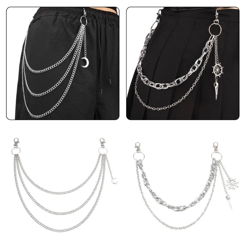Punk Jeans Pants Chain Edgy Chain Punk Halloween Charm Waist Wallet Chain Grunge Belt for Hip Hop Accessories