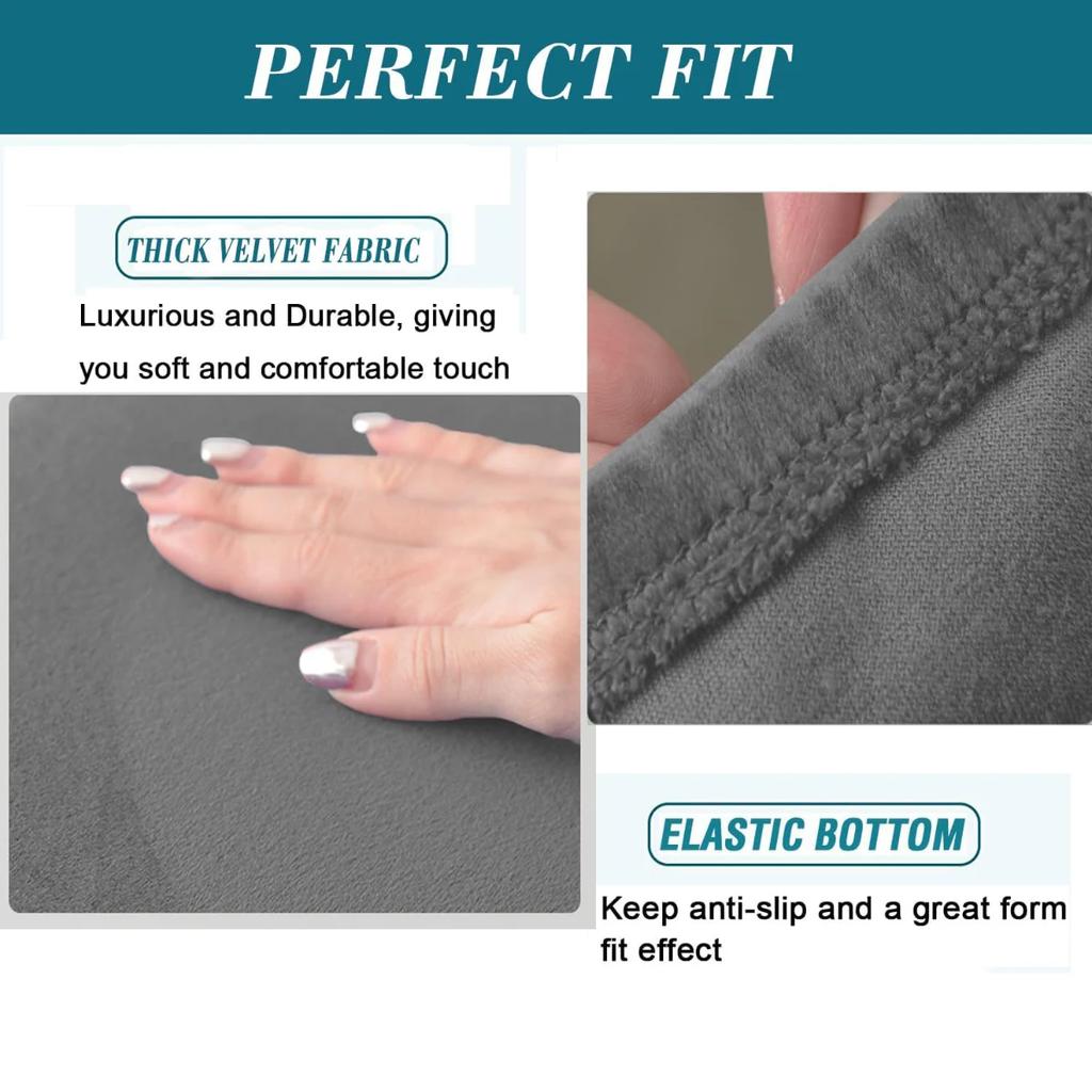 4 Szie Real Velvet Form Stretch Rectangle Folding Storage Covers Ottoman Washable Removable Footstool Protect Slipcovers