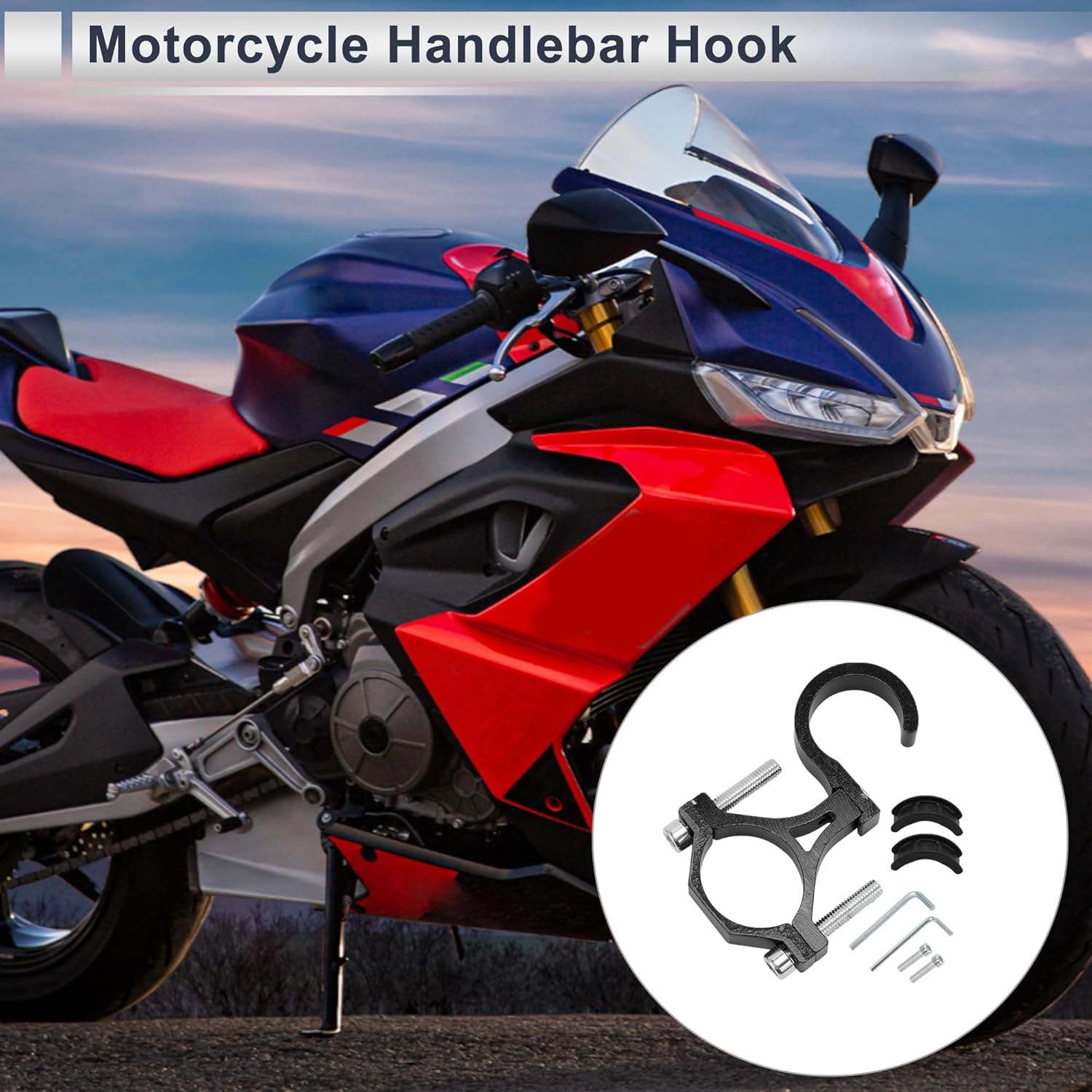 

Motoforti Universal Motorcycle Hanging Hook Arc Motorcycle Helmet Luggage Bag Holder Hanger for Scooters Bicycles Aluminum Alloy Black 1 Set Screws