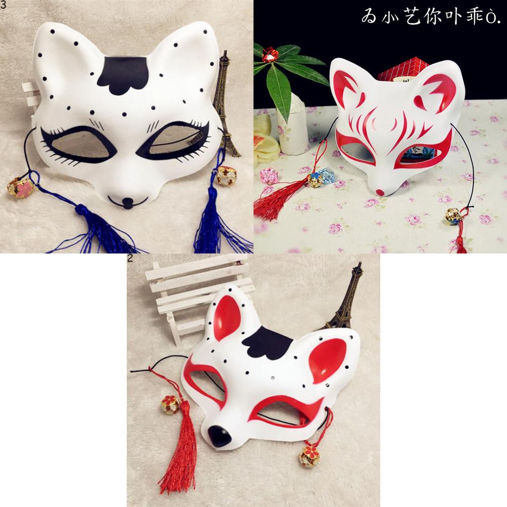 Hochwertige handbemalte japanische Anime-Fuchsmaske für Cosplay-Enthusiasten und Halloween-Feiern