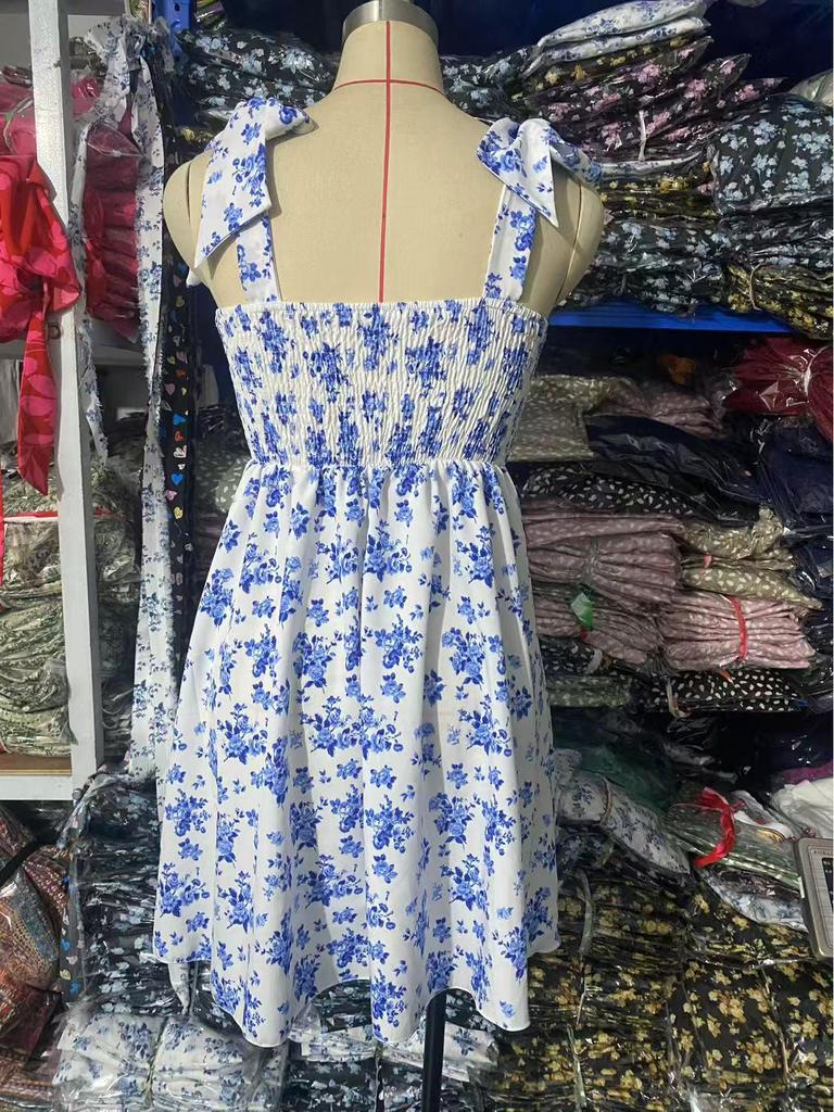 2025 Floral Print High Waist A-line Dress
