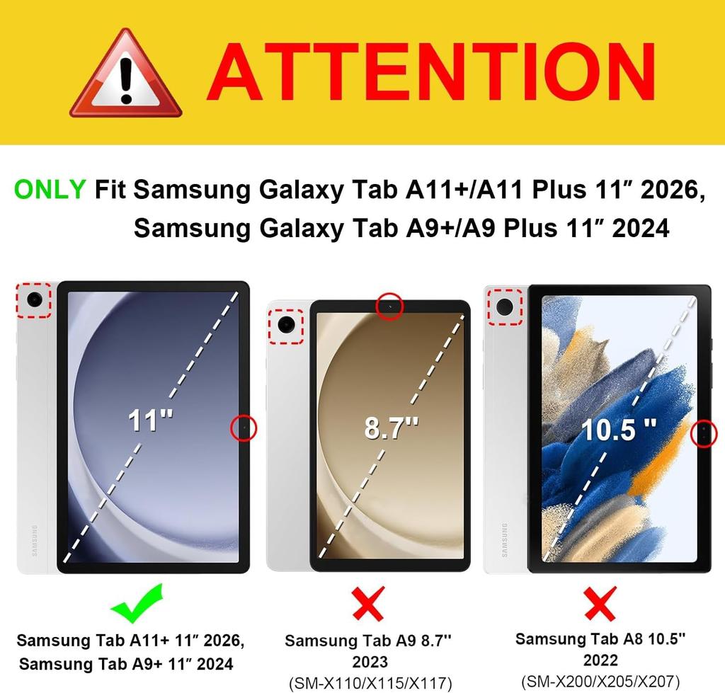 for Samsung Galaxy Tab A11 Plus SM-X230/SM-X236 / A9 Plus SM-X210/SM-X216 , Tab A11+/ A9+ Tablet Case Flip Smart Cover