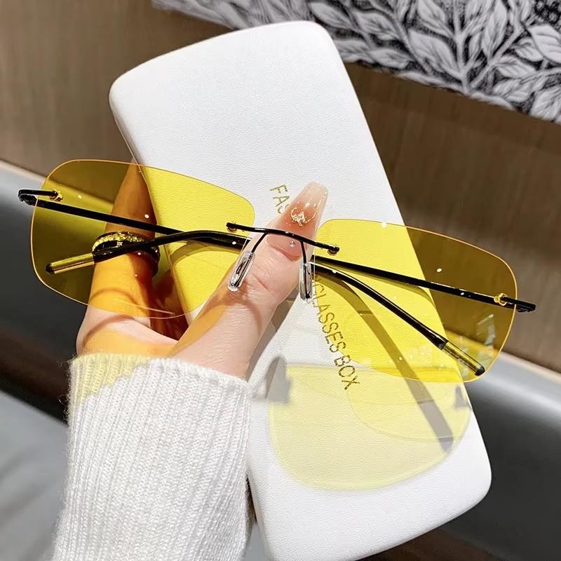 

Неполяризованные Новые Ультралегкие Солнцезащитные Очки Без Оправы Квадратные Металлические Солнцезащитные Очки Ночного Видения Для Мужчин И Рыбалок