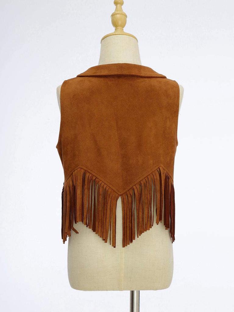 Kinder Jungen Mädchen Western Cowboy Outfits Wildleder Offene Vorderseite Quasten Fransen Weste Weste für Halloween Party