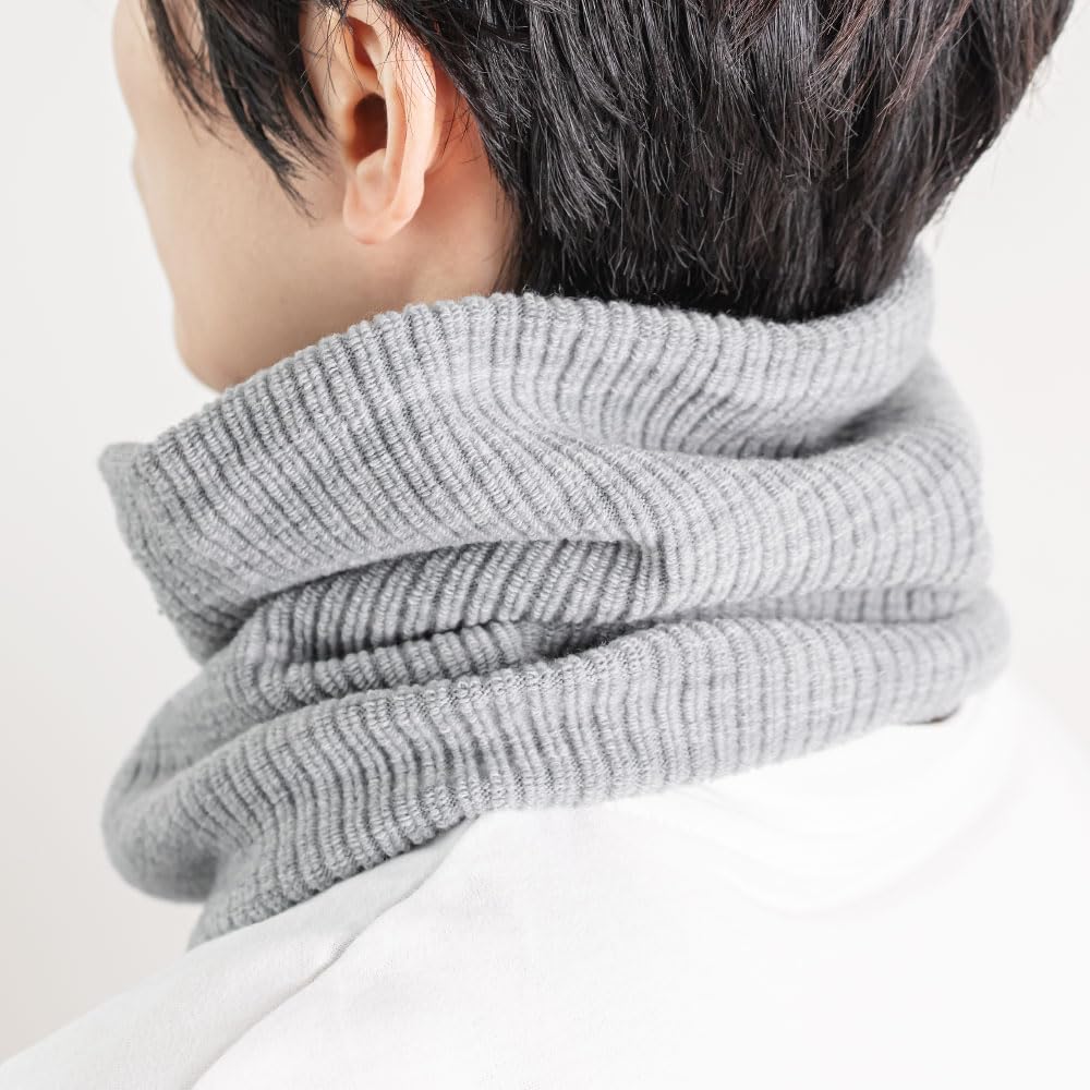 Neck Warmer for Light X 24cm W X H X Made In Warm and and &NE Cold-Sensitive People, Gray, &NE Mochihada, 23.5cm 1.5cm D, Japan, Winter, Windproof,
