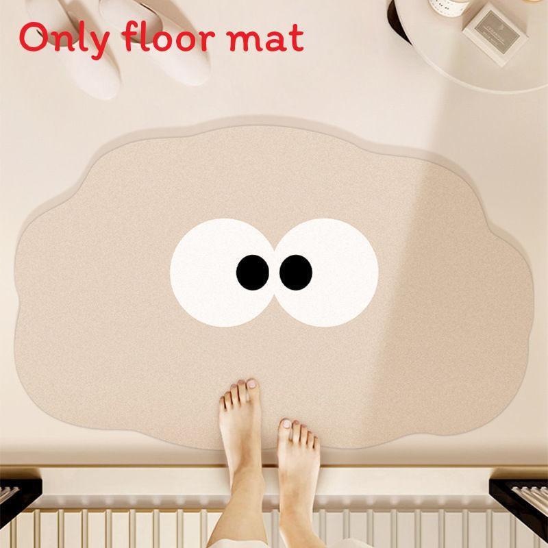 

Cartoon Eye Pattern Irregular Shape Diatom Mud Bathroom Mat With Absorbent Non Slip Surface For Shower Toilet Decor Purple Eyes,40x60cm