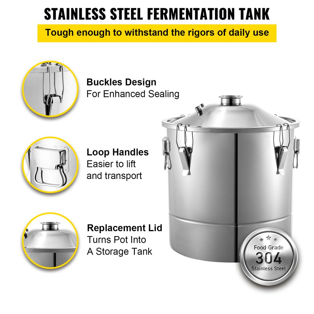 SucceBuy Water Alcohol Distiller 304 Stainless Steel Alcohol Distiller Home Kit Boiler for Home and Outdoor in restaurants farm