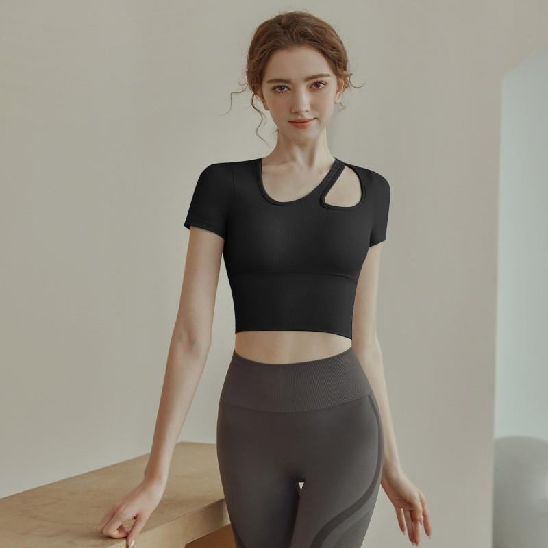 Direct Supply, Yoga with Chest Pad, Beautiful Back T-shirt, Slim Fit and Thin, Nude Fitness Sports Running Long-sleeved Top