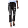 Women's Versatile Ripped Solid Color Denim Jeans