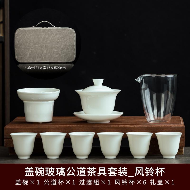 Porcelaine de jade suet service à thé kung fu imprimé cadeau d'affaires haut de gamme souvenir bol à couvercle 11 ans nouvelle boîte cadeau