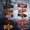 10Pcs Eerie Warning Sign Set Easy To Install On Wall Door Fences Ideal For Halloween Home Haunting Theme Decoration