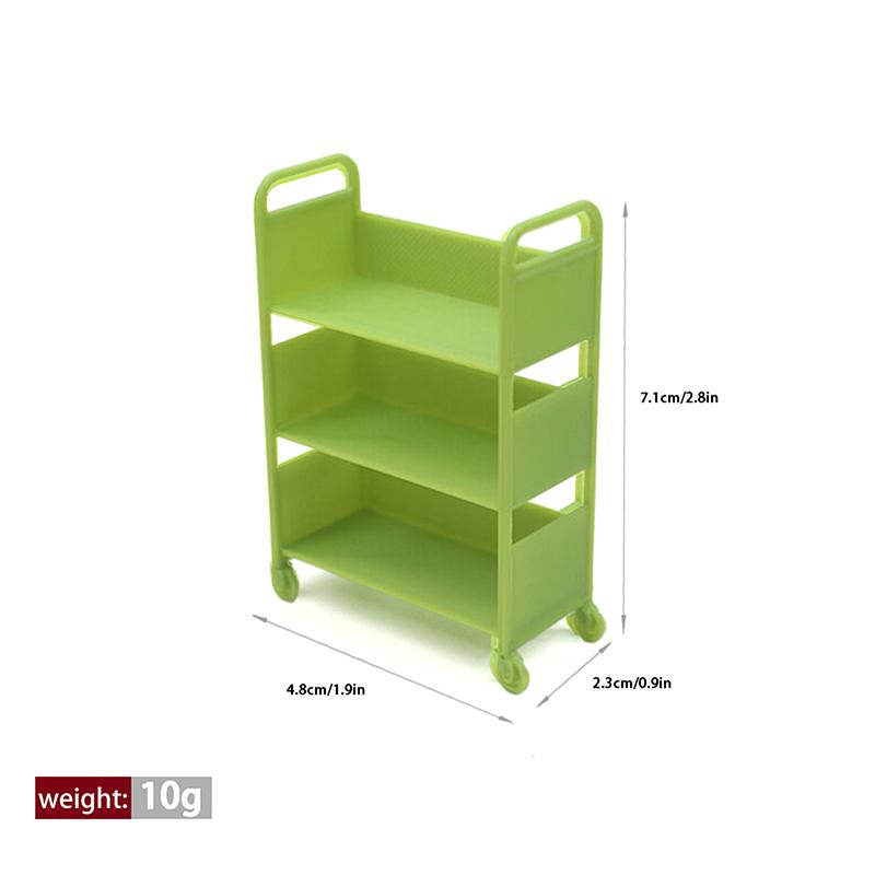 

1шт 1:12 Миниатюрная тележка для кукольного домика, обеденная тележка с колесами, модель для хранения, полка для книг, модель мебели, декоративная игрушка зелёный